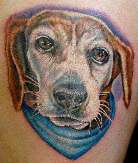 Evan Olin - Full color dog portrait tattoo