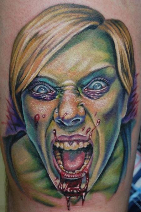 Evan Olin - Custom color zombified portrait tattoo