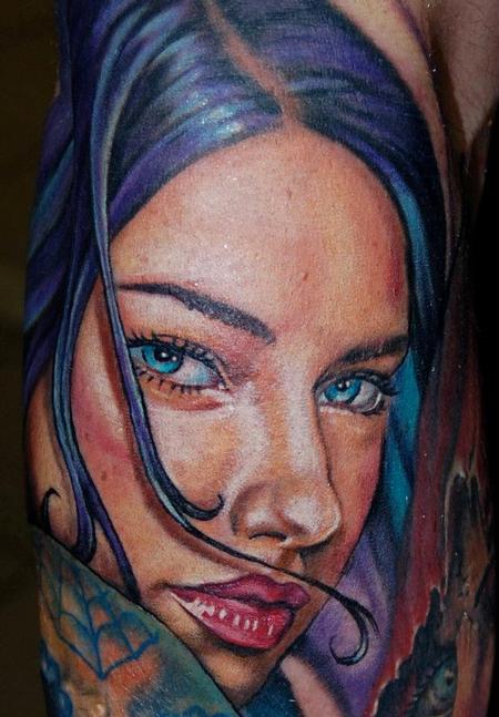 Evan Olin - Full color realistic sexy portrait tattoo