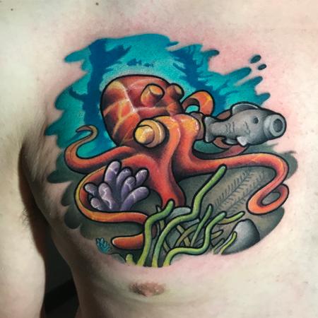 Jay Blackburn - New School Lego Octopus and Fish Tattoo