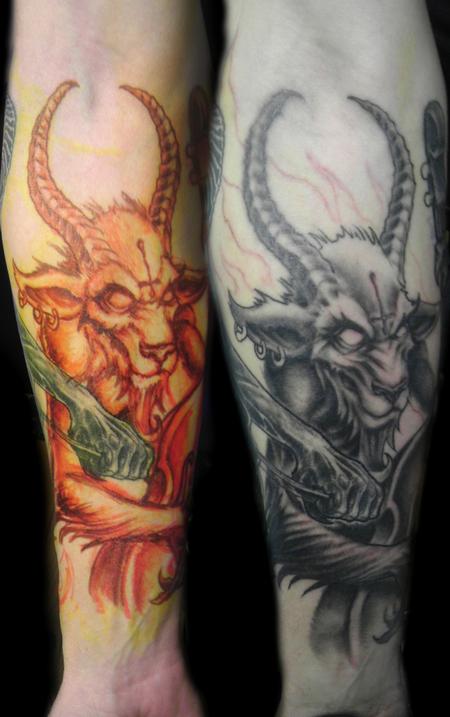 Shane Baker - Demon Goat Playing Bass. 