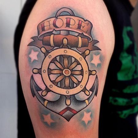 Jay Blackburn - New School Traditional Hope Anchor and Shipwheel