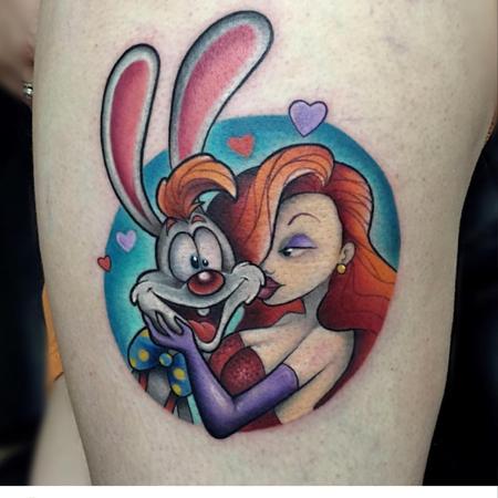 Jay Blackburn - New School Roger And Jessica Rabbit tattoo