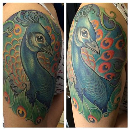 Mike Boissoneault - peacock half sleeve