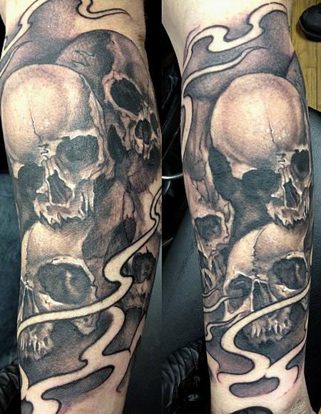 Mike Boissoneault - black and gray skull sleeve