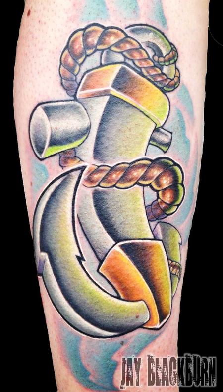 Jay Blackburn - Full color new school animated anchor tattoo