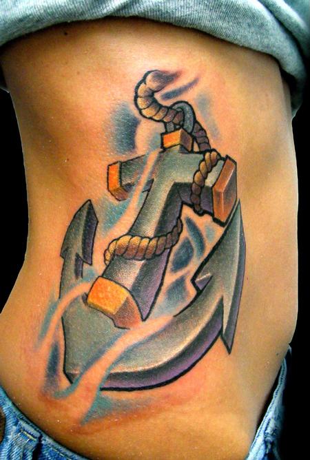 Jay Blackburn - Full colored new school animated anchor tattoo