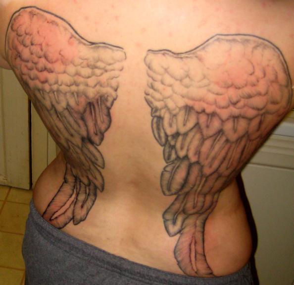 angel wing tattoos on back