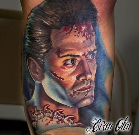 Evan Olin - Bruce Campbell as Ash from Evil Dead tattoo