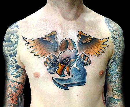 Jay Blackburn - Full color new school animated eagle and anchor tattoo