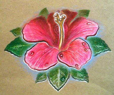 Tattoos - Full color new school animated Hibiscus - 59869