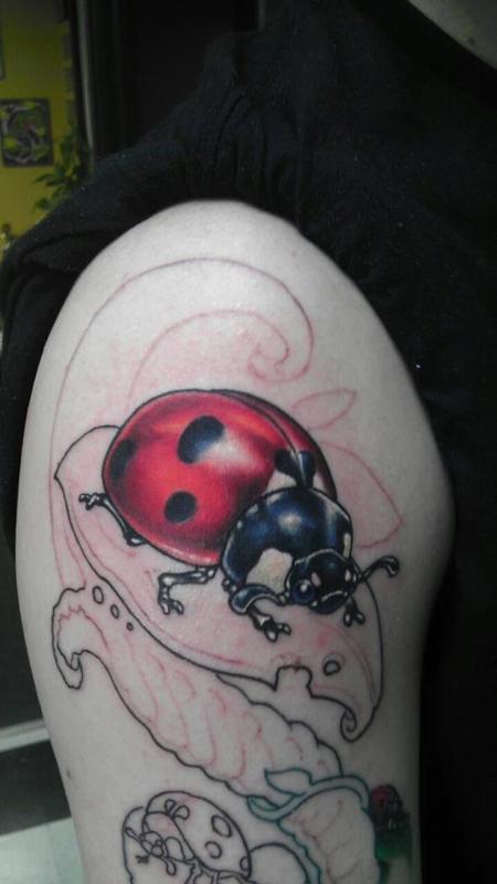 Shane Baker - Ladybug/bio organic plant 1/2 sleeve