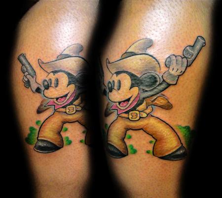Jay Blackburn - Full color Two Gun Mickey Mouse tattoo