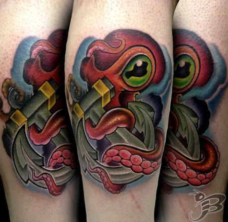 Jay Blackburn - Full color octopus and anchor tattoo