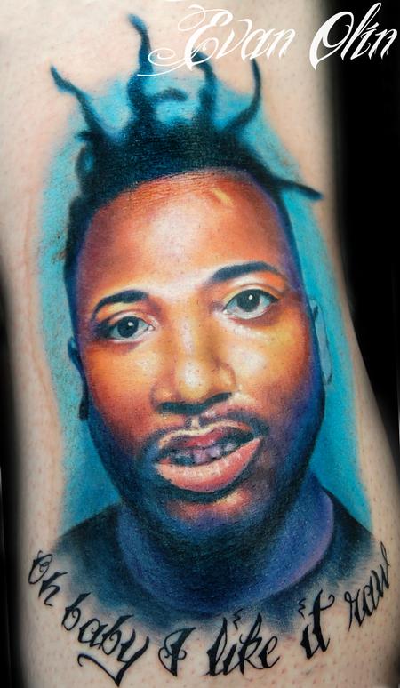 Evan Olin - Full color Old Dirty Bastard portrait tattoo