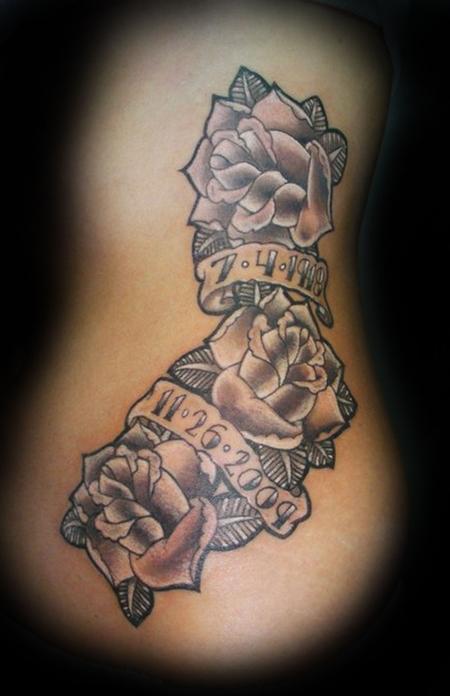 Jay Blackburn Traditional old school black and grey roses