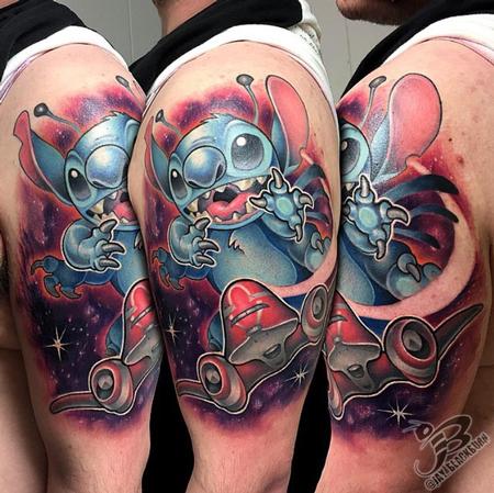 Jay Blackburn - New School Stitch and spaceship tattoo