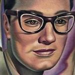 Tattoos - Color realistic Buddy Holly portrait tattoo - 102416