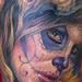 Tattoos - Full color realistic day of the dead girl, sunflower, and skull tattoo - 79618