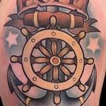 Tattoos - New School Traditional Hope Anchor and Shipwheel - 124844