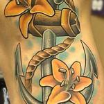 Tattoos - New School Anchor with Lilies - 100563