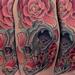 Tattoos - New school cat skull with roses - 88784
