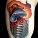 Tattoos - Full color new school heart with microphone - 79184