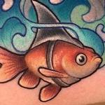 Tattoos - New School Goldfish wearing sharkfin - 116030