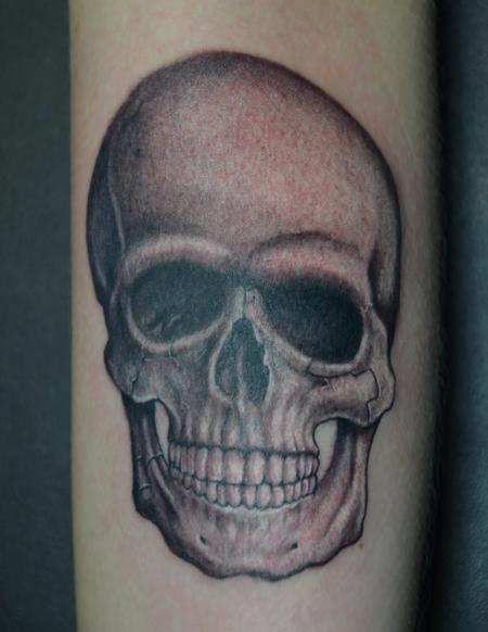 Tattoos - Realistic Black and Grey Skull  - 95624