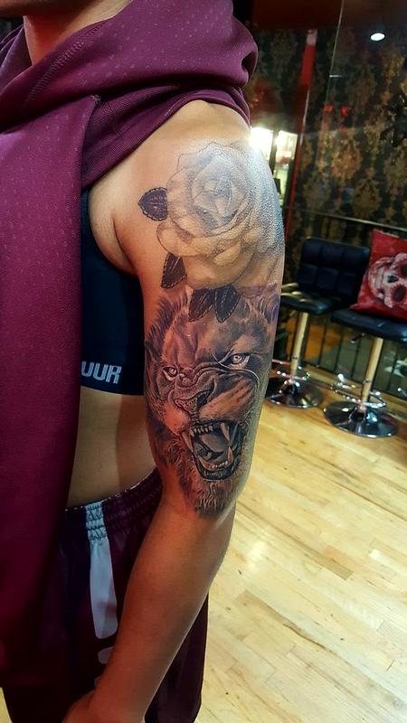Tattoos - Lion and Rose - 130321