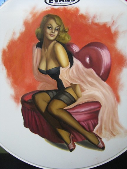Steve Wimmer - Pin Up Oil on DrumHead 