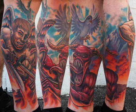 Steve Wimmer - Good over Evil Leg Sleeve, Freehanded no reference (Healed)