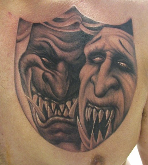 Tattoos Custom Laugh now Cry later Masks freehanded