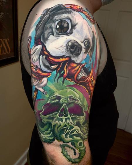 Cthulu Dog Fight Tattoo Design Thumbnail