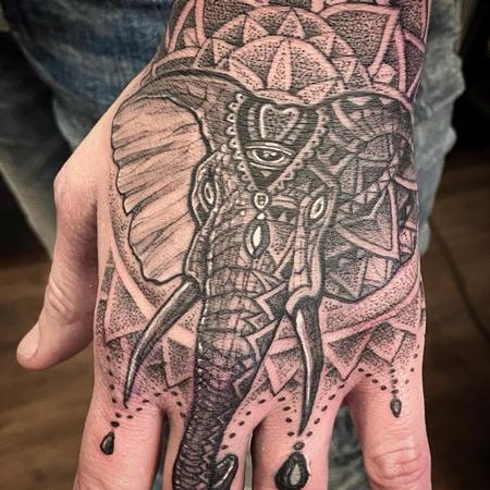 Ornamental Hand Elephant Tattoo Design Thumbnail