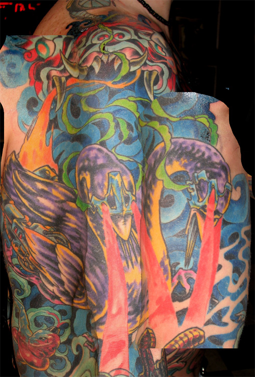 Tattoos - Nature Fire tattoos - Damon full sleeve