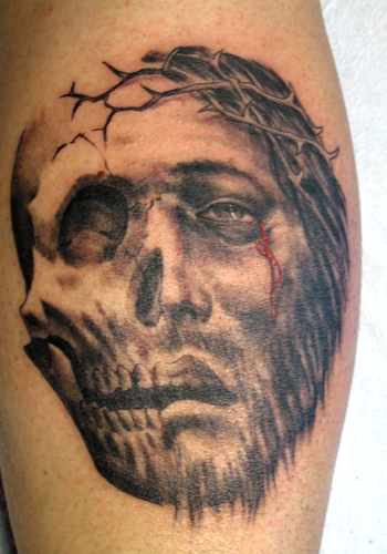 Tattoos Nic Skrade Jesus Skull click to view large image