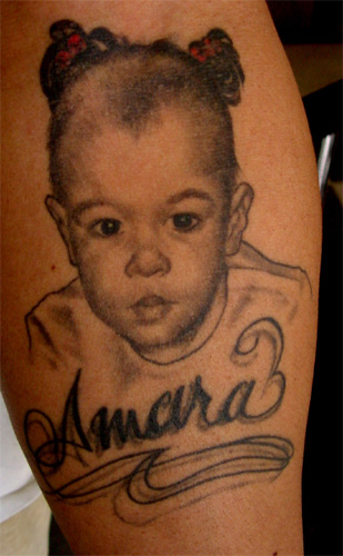 Tattoos - Lettering tattoos - Portrait of Amara