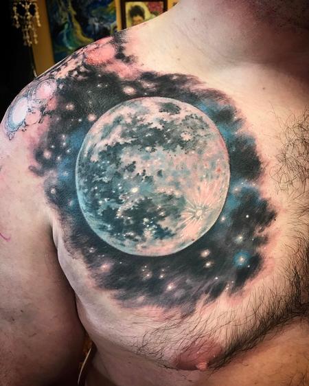 Tattoos - Realistic Moon on Chest - 126238