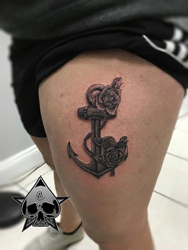 Tattoos - Anchor and roses - 117957