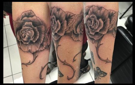Tattoos - Black and Grey Roses - 114354