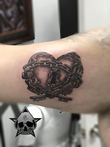 Tattoos - Heart and name key - 117956