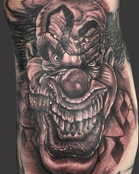 Tattoos - Black and grey clown - 113924