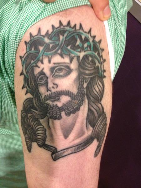 Tattoos - traditional jesus tattoo - 86295