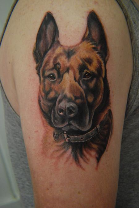 Tattoos - Color Dog Portrait Tattoo - 64566