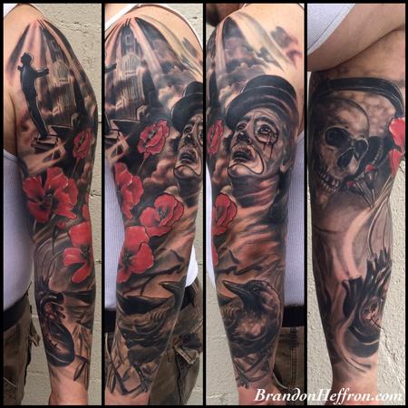 Tattoos - Clown and Poppies - 123413