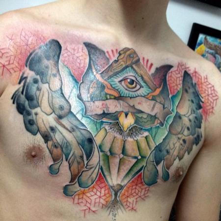 Tattoos - all seeing owl geo pattern - 102445