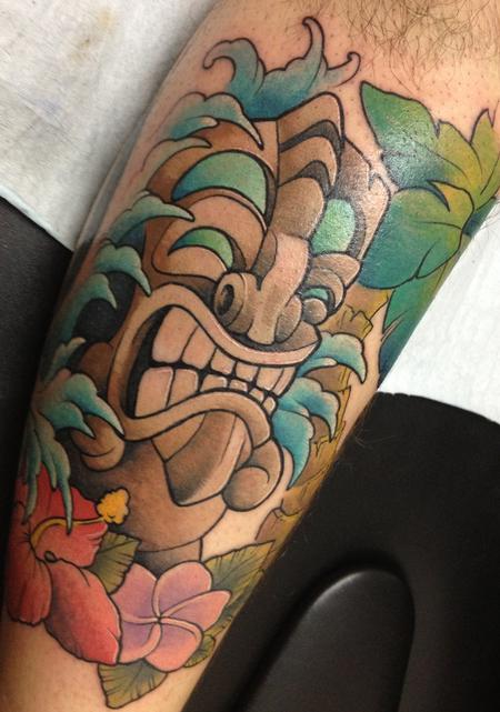 Tattoos - hawaiian style crazy tiki - 87489