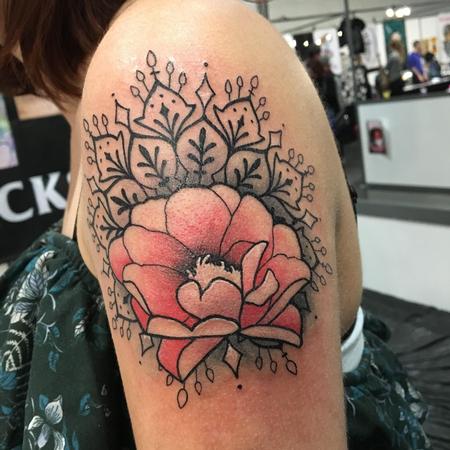 Rose and Geometry tattoo