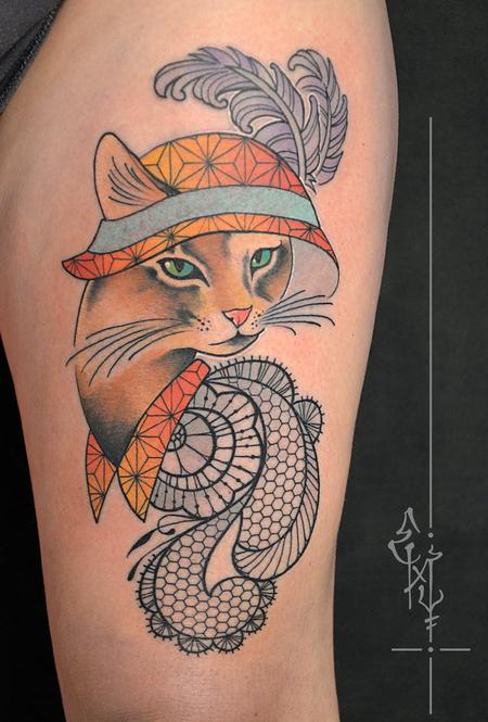 Tattoos - 1920's cat - 123607